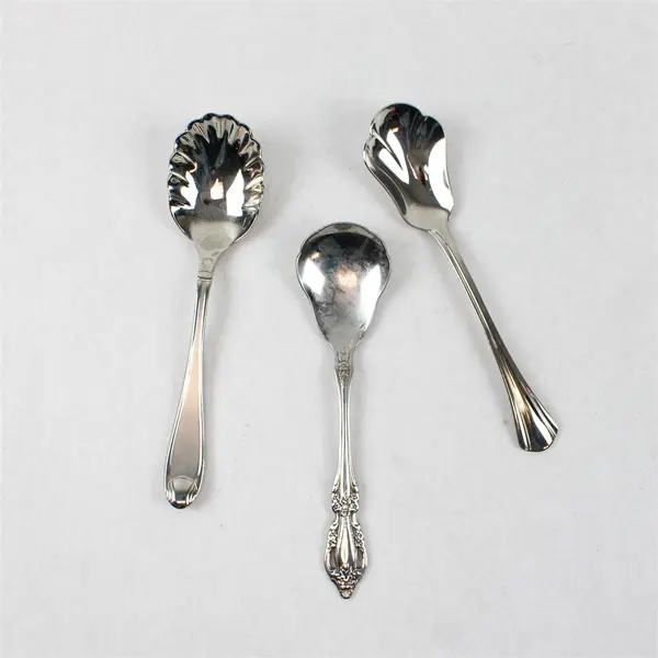 Mixed Lot of 10 Stainless Steel Scalloped Shell Sugar Spoons Event Flatware