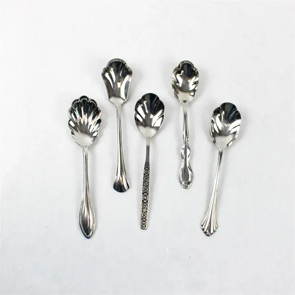 Mixed Lot of 10 Stainless Steel Shell Sugar Spoons Party Event Flatware