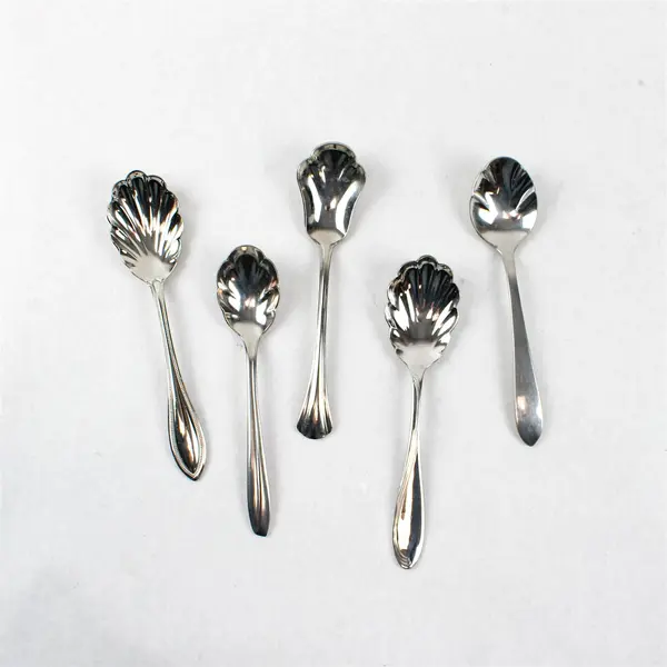 Mixed Lot of 10 Stainless Steel Shell Sugar Spoons Party Event Flatware