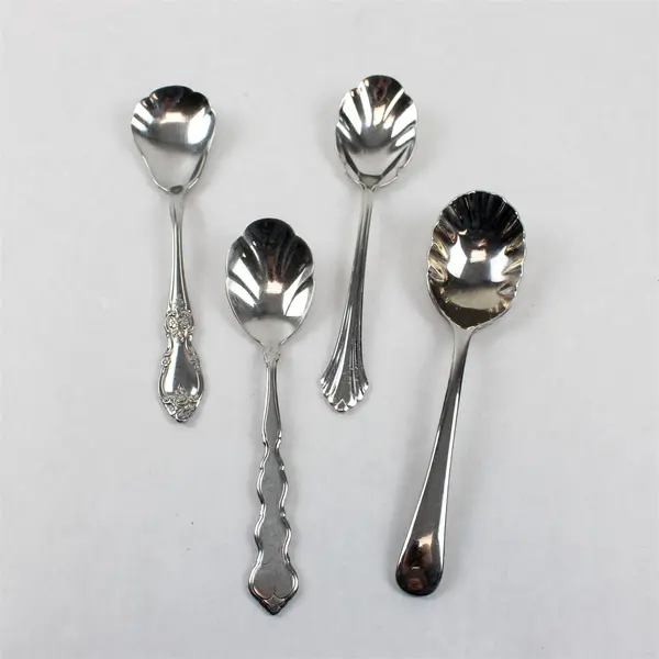 Mixed Lot of 10 Stainless Steel Shell Sugar Spoons Event Wedding Flatware