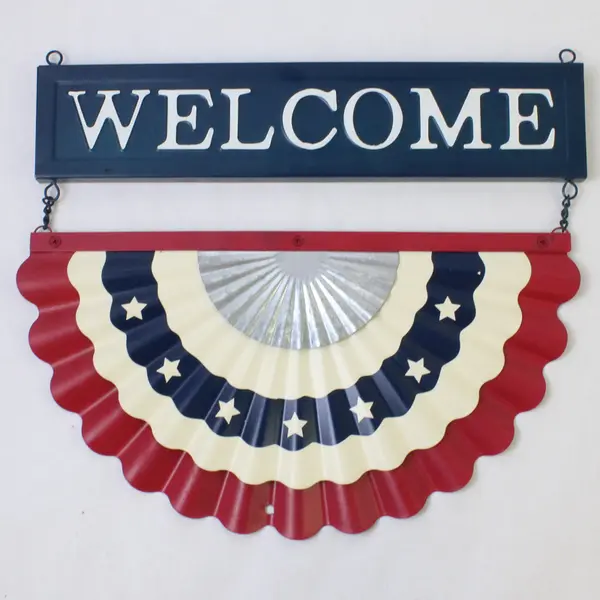 Metal Patriotic Hanging Welcome Sign,  Fan Shaped 