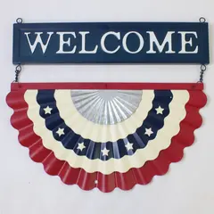 Metal Patriotic Hanging Welcome Sign,  Fan Shaped 