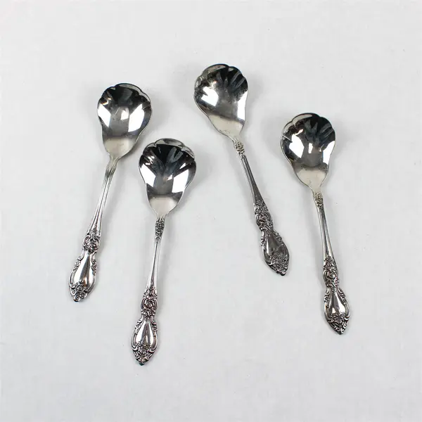 Lot of 10 Stainless Steel Shell Sugar Spoons Event Wedding Flatware