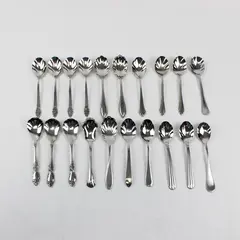 Lot of 20 Assorted Stainless Steel Scalloped Shell Sugar Spoons Event Flatware