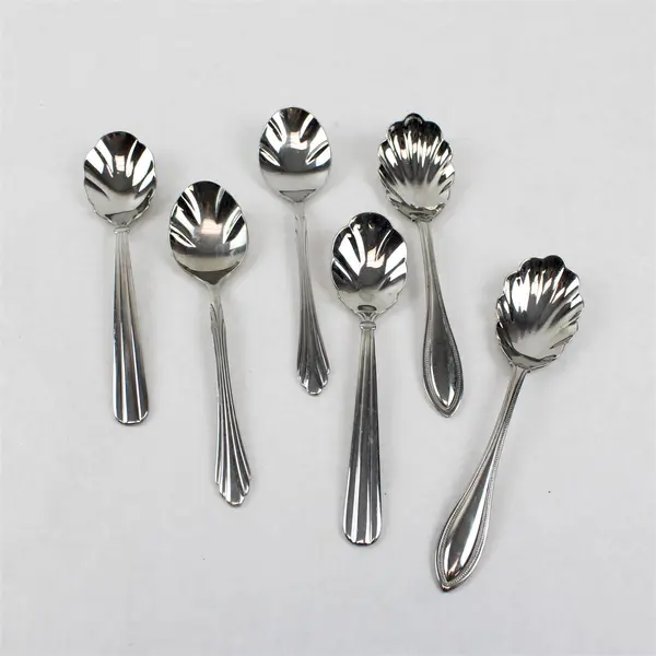 Lot of 20 Assorted Stainless Steel Scalloped Shell Sugar Spoons Event Flatware
