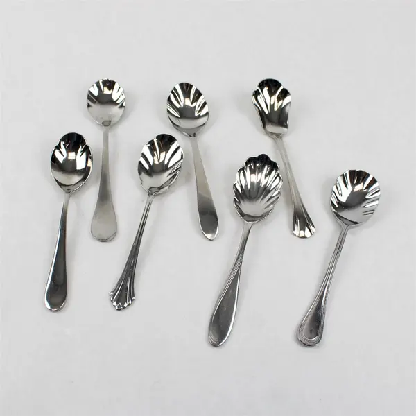 Lot of 20 Assorted Stainless Steel Scalloped Shell Sugar Spoons Event Flatware