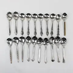 Mixed Lot of 20 Stainless Steel Scalloped Shell Sugar Spoons Event Flatware