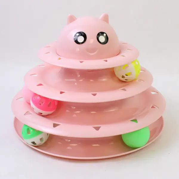 Pink 3-Level Interactive Track Cat Toy