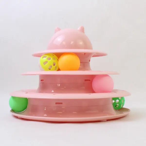 Pink 3-Level Interactive Track Cat Toy