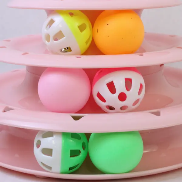 Pink 3-Level Interactive Track Cat Toy