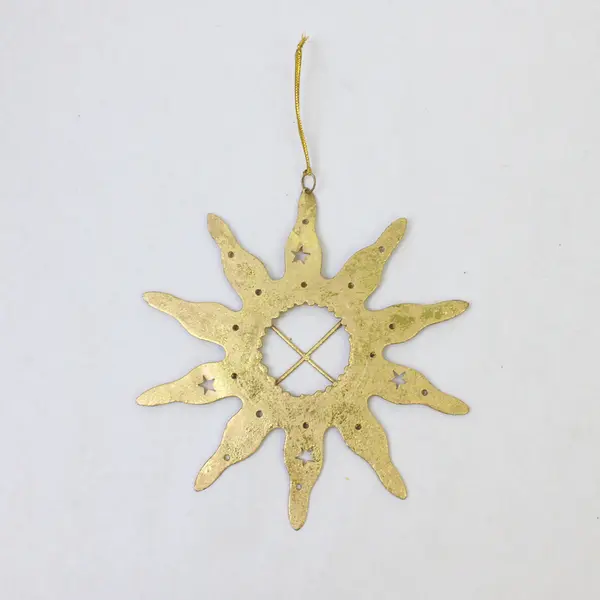 Gold-Tone Shimmery Boho Celestial Sun Ornament 6"