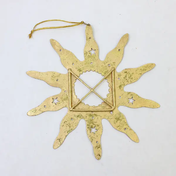 Gold-Tone Shimmery Boho Celestial Sun Ornament 6"