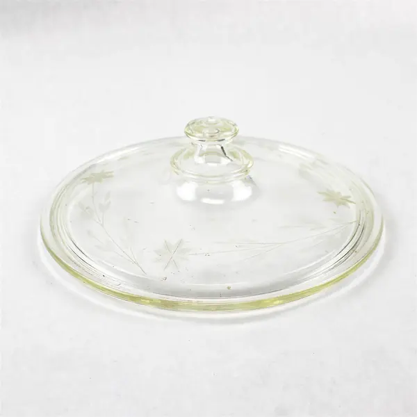 Vtg Pyrex Clear Etched Flowers Round Glass Lid 523-C For 1.5 Qt Casserole Dish