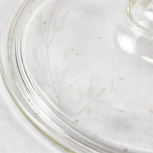 Vtg Pyrex Clear Etched Flowers Round Glass Lid 523-C For 1.5 Qt Casserole Dish