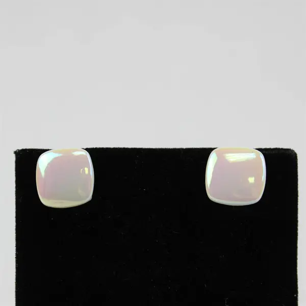 Lot of 2 Pairs Stud Earrings Black Rose Screwback & White Iridescent Flaw