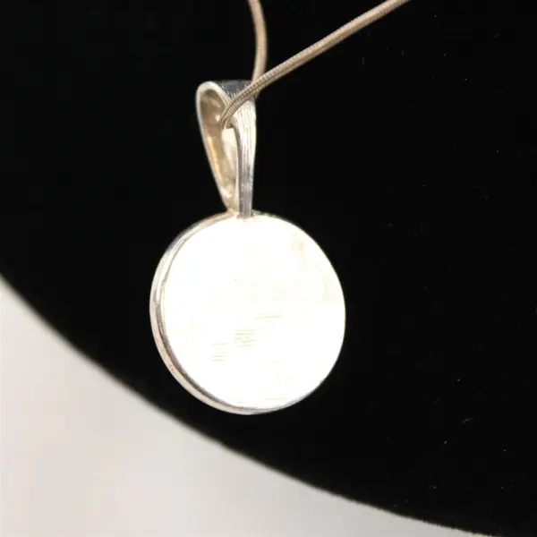 Silver-Tone Necklace Chain with Midnight Blue Acrylic Marble Pendant 15.8"L