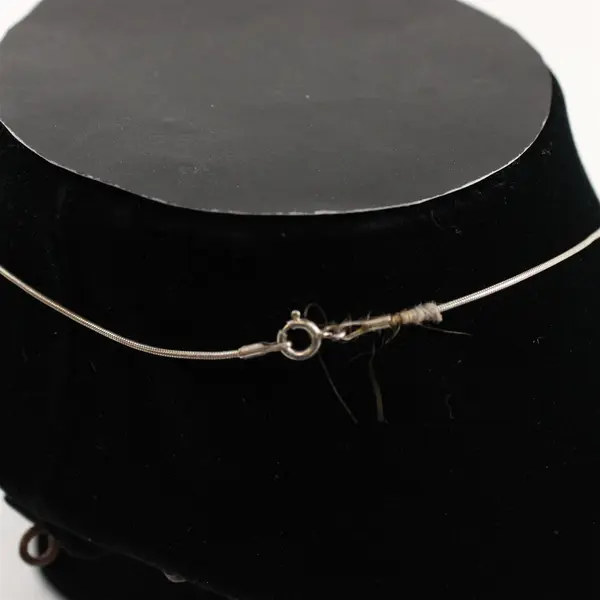 Silver-Tone Necklace Chain with Midnight Blue Acrylic Marble Pendant 15.8"L