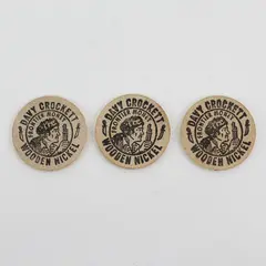 Lot of 3 Davy Crockett  Souvenir Wooden Nickels from the Alamo San Antonio Texas
