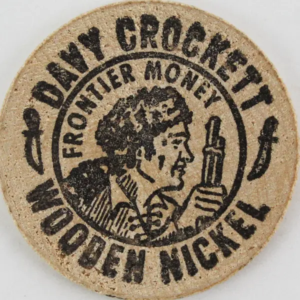 Lot of 3 Davy Crockett  Souvenir Wooden Nickels from the Alamo San Antonio Texas