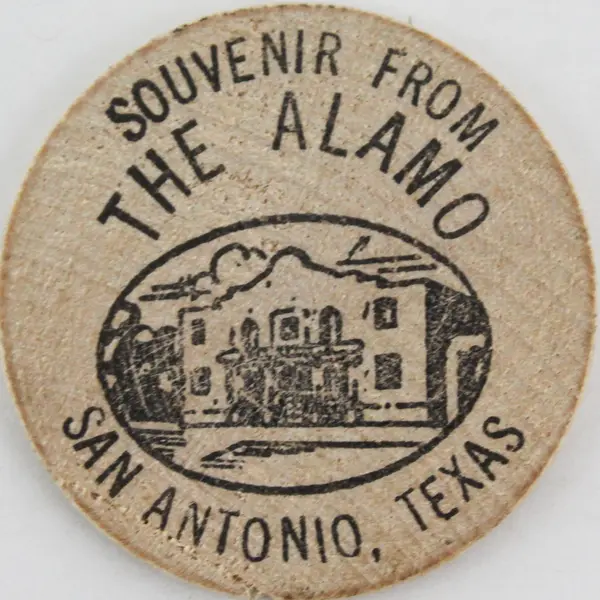 Lot of 3 Davy Crockett  Souvenir Wooden Nickels from the Alamo San Antonio Texas
