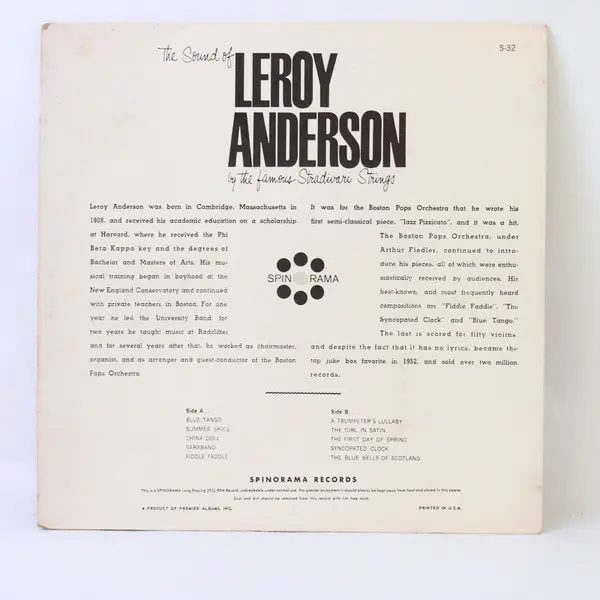 The Sound Of Leroy Anderson - Famous Stradivari Strings 12" Vinyl Record