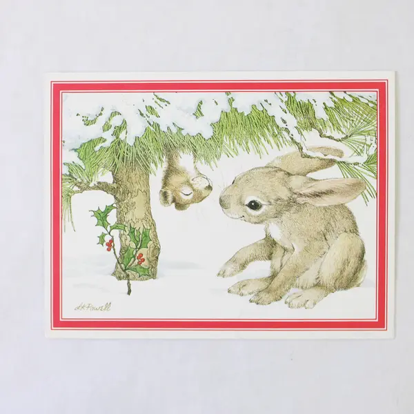 Lot of 5 Vintage Animal-Themed Christmas Greeting Cards