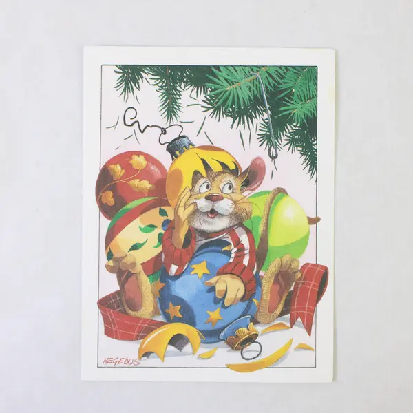 Lot of 5 Vintage Animal-Themed Christmas Greeting Cards