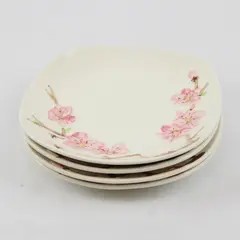 Set of 4 Vintage Metlox PoppyTrail Peach Blossom Square 6" Dessert USA