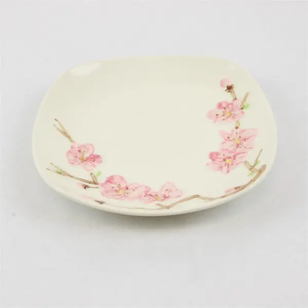 Set of 4 Vintage Metlox PoppyTrail Peach Blossom Square 6" Dessert USA