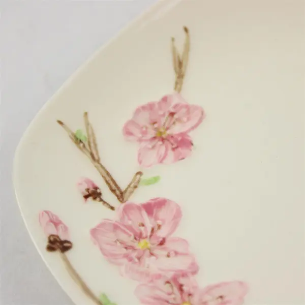 Set of 4 Vintage Metlox PoppyTrail Peach Blossom Square 6" Dessert USA