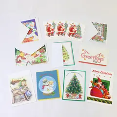 Lot of 12 Vintage Illustrated Christmas Greeting Cards Unused