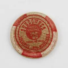 Vintage Sundowner Casino $25 Wooden Token Thunderbird Resort Club Reno