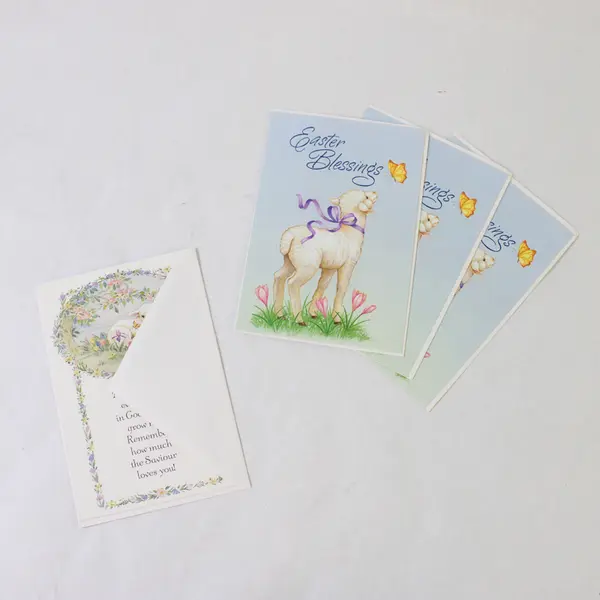 Lot of 4 Vintage DaySpring Lamb Illustrations Easter Greeting Cards Unused