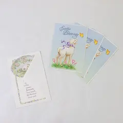 Lot of 4 Vintage DaySpring Lamb Illustrations Easter Greeting Cards Unused