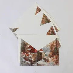 Set of 4 VTG Grand Award Winter Landscape Happy Holidays Greeting Cards Unused