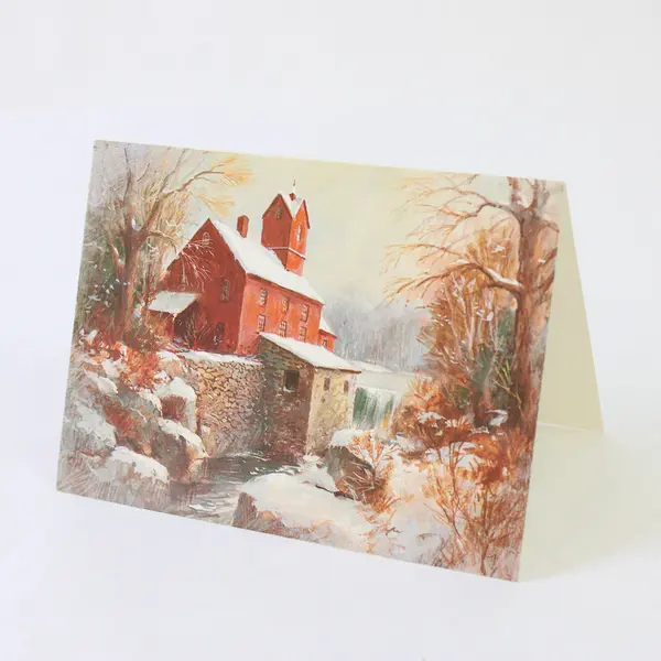 Set of 4 VTG Grand Award Winter Landscape Happy Holidays Greeting Cards Unused