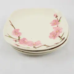 Set of 3 Vintage Metlox Poppytrail Peach Blossom 6" Square Dessert Plates USA