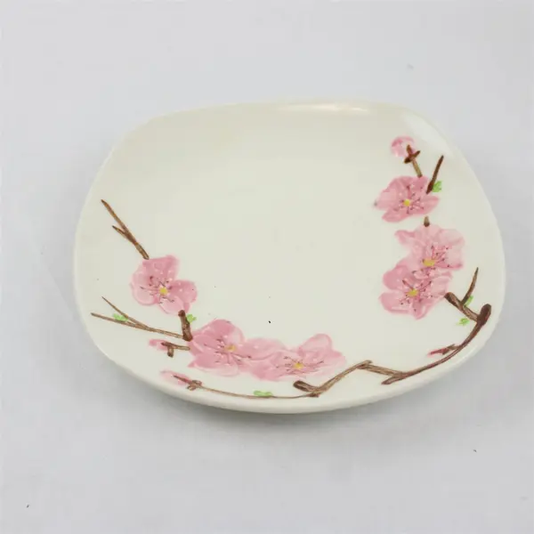 Set of 3 Vintage Metlox Poppytrail Peach Blossom 6" Square Dessert Plates USA
