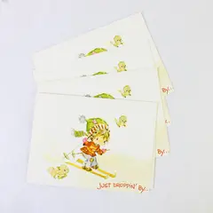 Set of 4 Vintage Plus Mark Boy Skiing Christmas Greeting Cards Unused