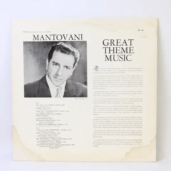 Mantovani Great Theme Music  12"Vinyl Record