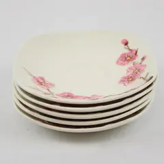 Set of 5 Vintage Metlox PoppyTrail Peach Blossom 6" Square Saucers