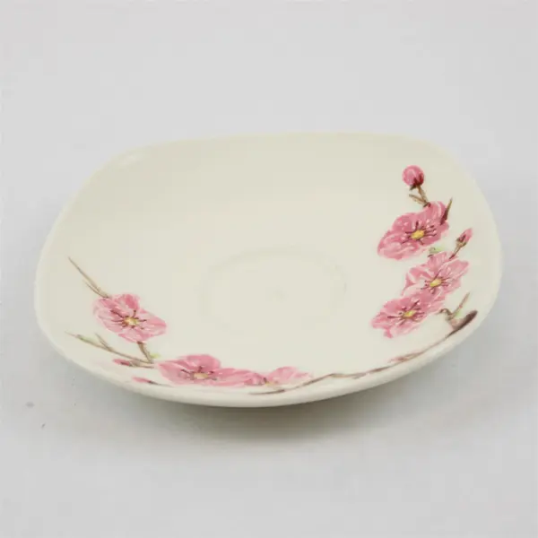 Set of 5 Vintage Metlox PoppyTrail Peach Blossom 6" Square Saucers
