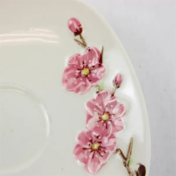 Set of 5 Vintage Metlox PoppyTrail Peach Blossom 6" Square Saucers