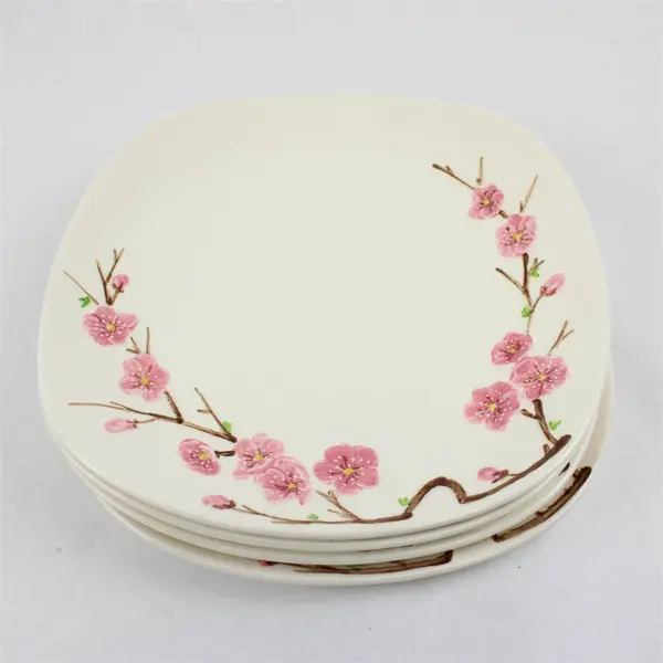 Set of 4 Vintage 1950s Metlox Poppytrail Peach Blossom 10.5in Dinner Plates