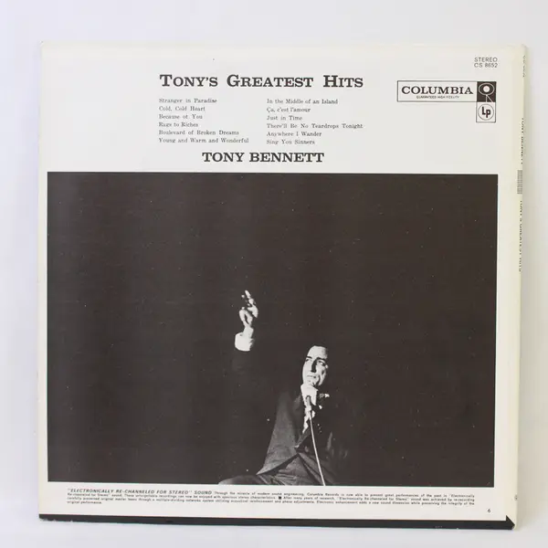  Tony's Greatest Hits Tony Bennett 12" Vinyl Record