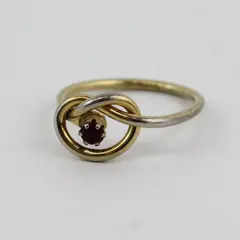 Vintage Gold Tone Infinity Knot Women's Ring With Amethyst Gemstone Size 6.5