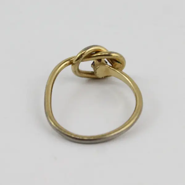 Vintage Gold Tone Infinity Knot Women's Ring With Amethyst Gemstone Size 6.5