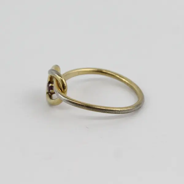 Vintage Gold Tone Infinity Knot Women's Ring With Amethyst Gemstone Size 6.5
