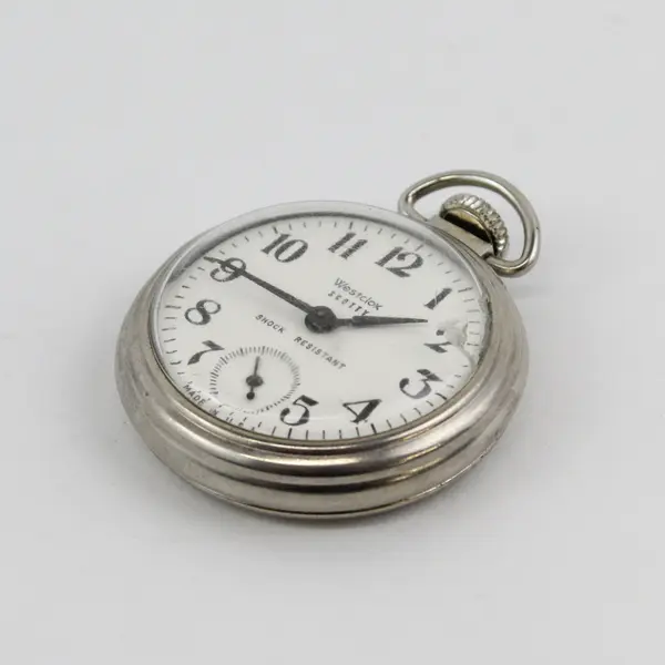 Vtg Westclox Scotty Style 3 Wind Up Pocket Watch Runs Cracked Crystal