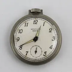  1960's Westclox Pocket Ben 6 Wind Up Pocket Watch With Glow In Dark Hands Works